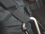 Hook carabiners onto these loops Pack's external loops